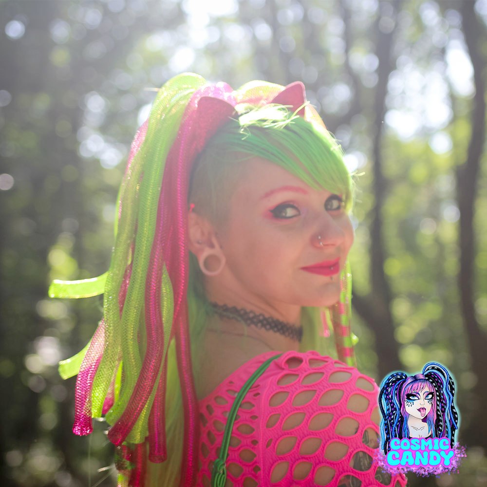 Cosmic Candy - Rave Cyberfalls Cyberlocks - Vert/Rose